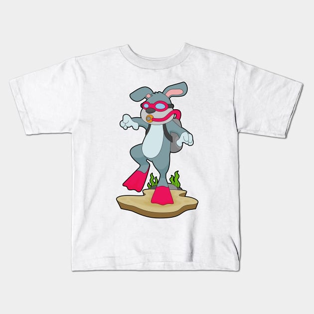 Rabbit Diver Oxygen bottle Diving Kids T-Shirt by Markus Schnabel